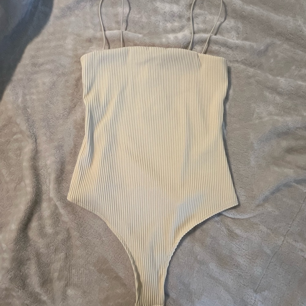 Cream Ribbed One Piece